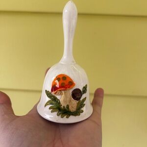 Mushroom Design Ceramic Bell - White and Orange